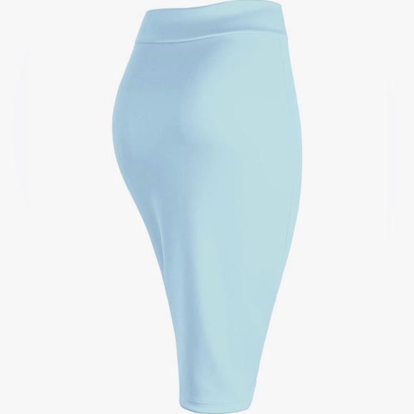 Women's Elastic Waist Stretch Bodycon Midi Knee Length Pencil Skirt for Office - Picture 5 of 6